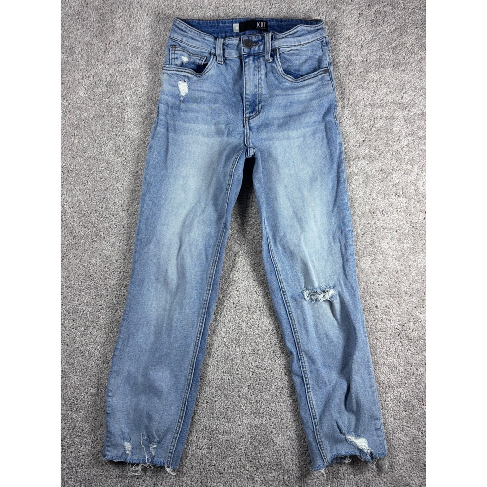 KUT From The Kloth Womens Denim Jeans Size 00 Distressed‎ Ripped Light Wash